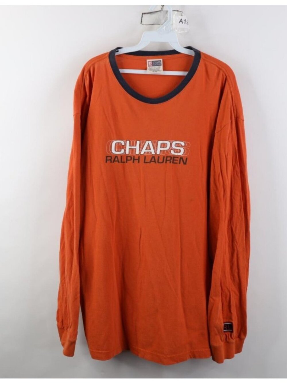 Vintage 90s Chaps Ralph Lauren Mens XL Distressed Spell Out Long Sleeve T-Shirt